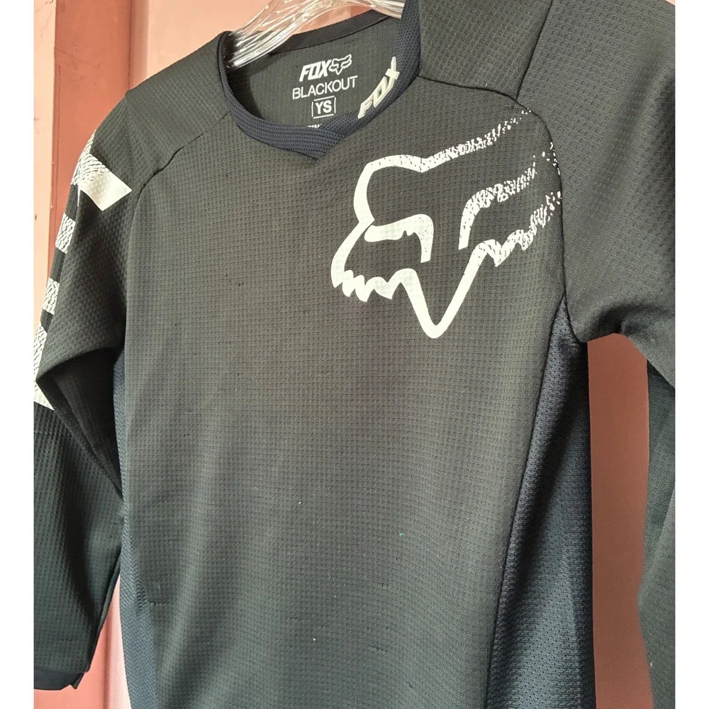 Fox Racing Blackout Youth Small Motocross Jersey Black Long Sleeve Mesh BMX MTB